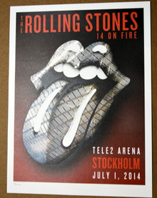 THE ROLLING STONES - 14 ON FIRE - TELE2 ARENA - STOCKHOLM -TOUR POSTER 