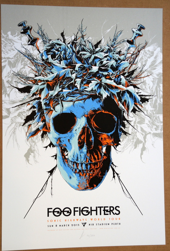 FOO FIGHTERS - 2015 - NIB STADIUM - PERTH- KEN TAYLOR - SONIC HIGHWAY TOUR  POSTER - Rock Candy Posters
