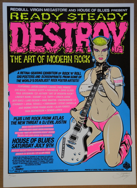 ART OF MODERN ROCK - SHOW POSTER - STAINBOY - GREG REINEL - HOB 2010 - Rock  Candy Posters