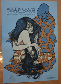  ALICE IN CHAINS - MASTODON - THE DEFTONES - 2010 - BLUE VARIANT - EMBELLISHED A/P - POSTER - SAN DIEGO - JERMAINE ROGERS