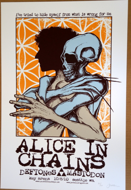 ALICE IN CHAINS - 2010 - MASTODON - THE DEFTONES - POSTER -SEATTLE -  JERMAINE ROGERS - Rock Candy Posters