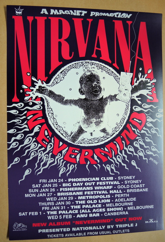 NIRVANA -1992 - NEVERMIND - REISSUE - MELBOURNE - 1992 TOUR POSTER