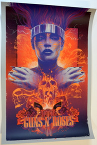 GUNS AND ROSES - TOUR POSTER - 2021 - VANCE KELLY - PURPLE - SILK SCREEN - AXL - SLASH - DUFF