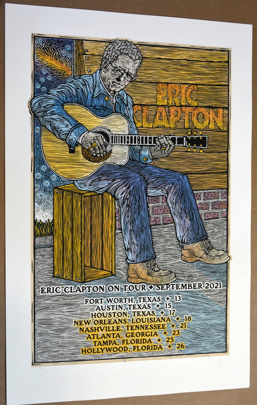 ERIC CLAPTON - SEPTEMBER 2021 TOUR POSTER - GARY HOUSTON - VARIOUS