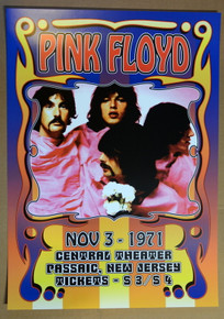 PINK FLOYD - 1971 - CENTRAL THEATER - NEW JERSEY - POSTER - COMEMORATIVE - SYD - WATERS - GILMORE