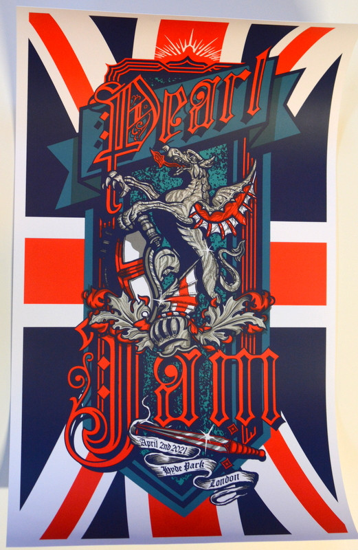 PEARL JAM - 2021- HYDE PARK - LONDON - POSTER - ORIGINAL - AMES BROS -  VEDDER - Rock Candy Posters