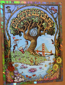 GRATEFUL DEAD 60TH ANNIVERSARY - LICENSED GD - SILVER FOIL POSTER - GARCIA WEIR
