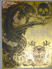 QUEENS OF THE STONE AGE - GOLD FOIL - 2025 - BOSTON - WANG THEATRE - A/P -  TOUR POSTER - NIKITA KAUN
