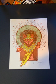 JERMAINE ROGERS - AZTEC CAT  - ARTIST PROOF - OPAL PAPER - MINI PRINT / HANDBILL - ORIGINAL PRINT