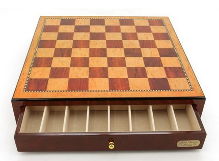 Dal Rossi 45cm Mahogany Finish Chess Board With Storage Chess World