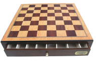 Dal Rossi 45cm Walnut Finish Chess Board with Storage Drawers (Board Only)