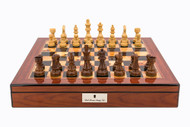 Dal Rossi 50cm Walnut Finish Chess Board with 95mm Sheesham Chess Pieces