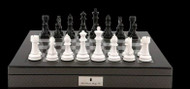 Dal Rossi Carbon Fibre 50cm Board & 105mm White/Black Colour Chess Pieces