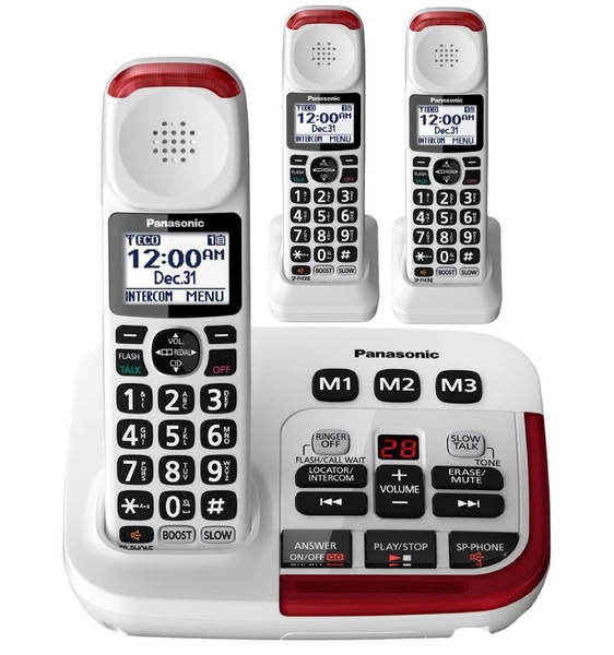 Panasonic KX-TGM420W Amplified Cordless Phone with Answering Machine and  (2) Extra Handsets - Hearing and Vision Center