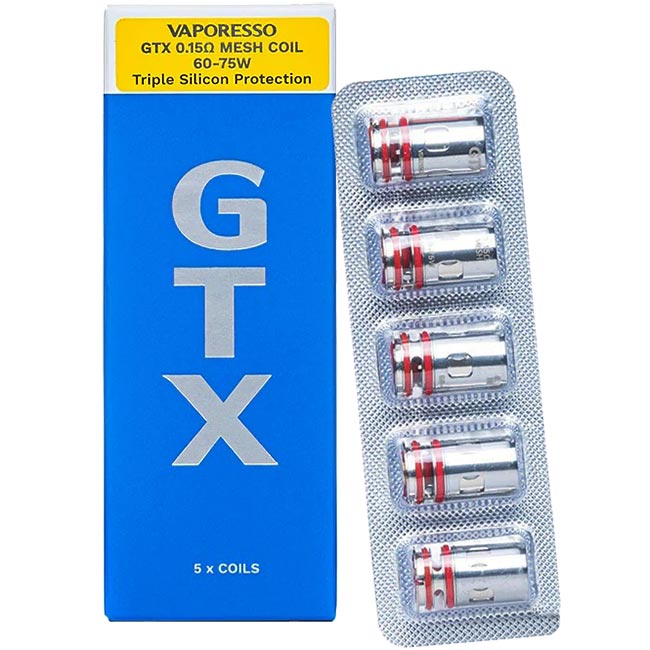Vaporesso GTX Replacement Coils - 0.15ohm GTX Mesh Coil, 5 PACK