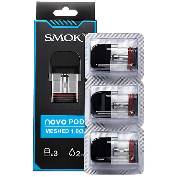 SMOK Novo Replacement Pods - 1.0ohm Novo Mesh Pod, 3-Pack