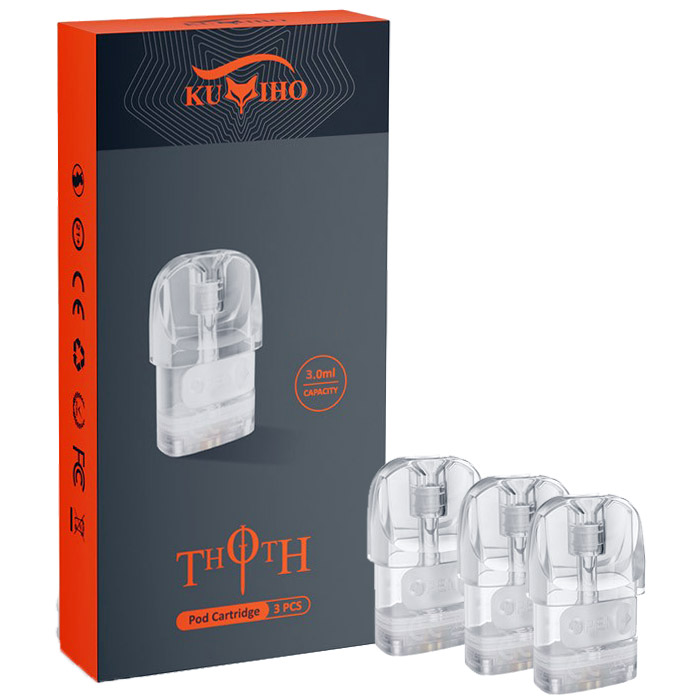 Kumiho THOTH Series Pod Cartridges - 1.2ohm, Side Fill 3mL ----[3pcs/pack Clear Pods]