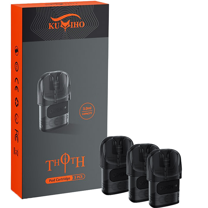 Kumiho THOTH Series Pod Cartridges - 0.8ohm, Side Fill 3mL ----[3pcs/pack Black Pods]