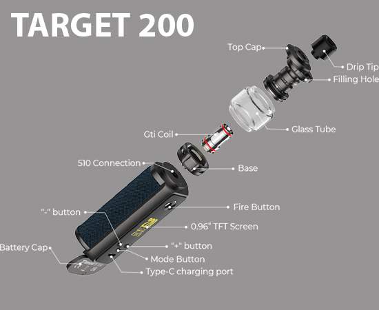 vaporesso target 200 vape mod kit itank 2 vaporesso target 200 vape mod kit itank 2