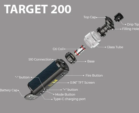 vaporesso target 200 vape mod kit itank 2