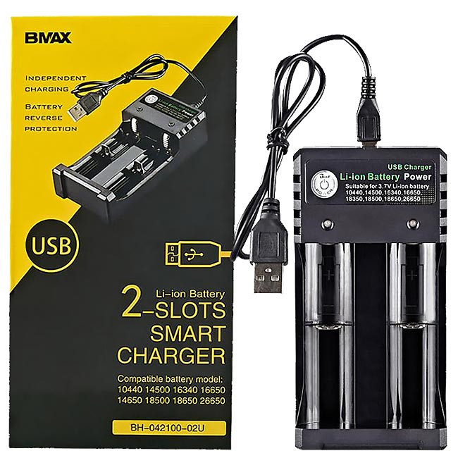 BMAX Dual Slot USB Battery Charger - Central Vapors