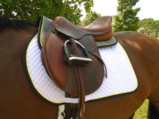 Dark Grey with Black Trim and Yellow Piping Horse Suede Half Pad Front View