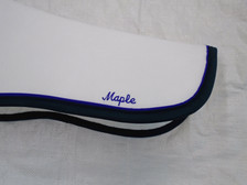 White with Black Trim and Purple Piping Horse Suede Half Pad Side View