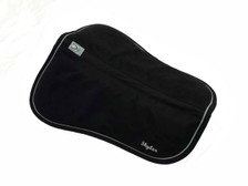 Black with Black Trim and Silver Piping Horse Memory Foam Half Pad Front View with Embroidery