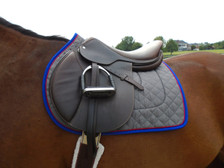 Charcoal with Royal Blue Trim and Red Piping Horse Saddle Pad Left View