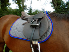 Charcoal with Royal Blue Trim and Red Piping Horse Saddle Pad Right View