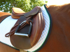 Horse Schooling Pad with Black Trim and Kelly Green Piping Right Side
