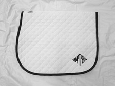 White with White Trim Horse Baby Pad with Monogram Front View