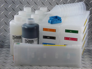 Refillable cartridge kit for Epson Pro 7900/9900 with 11 x refillable cartridges and 1 x 1 liter bottle of Absolute Black ink for making Screen Separations and 6 x 1 liter bottle of Absolute Clear ink