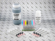 Refillable Cartridge Kit for Epson Photo R2400 with 1 x 500 ml bottle of i2i Absolute Black dye ink for making Screen Separations and 1 x 4 oz bottle of Dead Head cleaning fluid