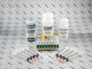 Refillable Cartridge Kit for Epson Photo R2880 with 1 x 4 oz bottle of i2i Absolute Black dye ink for making Screen Separations, 1 x 8 oz bottle of i2i Absolute Clear ink, and 1 x 4 oz bottle of Dead Head cleaning fluid.