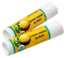 Jojoba Oil Lemon Lip Balm with Beeswax, all natural, over 70% cold pressed jojoba oil and mildly scented with Lemon, 2 Lip balms (.15 oz/4.6 gm) 2 units