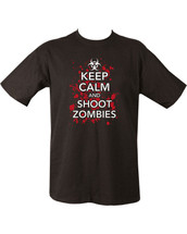 Kombat Keep Calm and shoot Zombies T Shirt in black