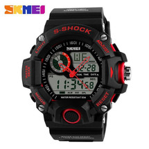 G STYLE ARMY DIGITAL RUBBER SPORTS WRIST WATCH IN RED AD1029