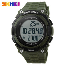 Pedometer Sports LED Display Watch in Rubber Green Strap - DG1112S