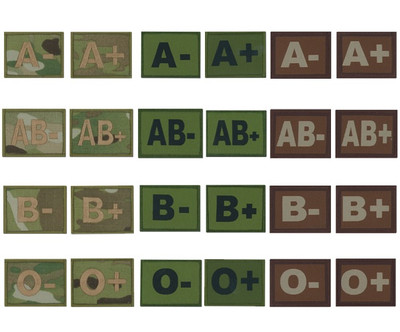 Blood Group Patches - Multicam, Olive Green, Desert Tan