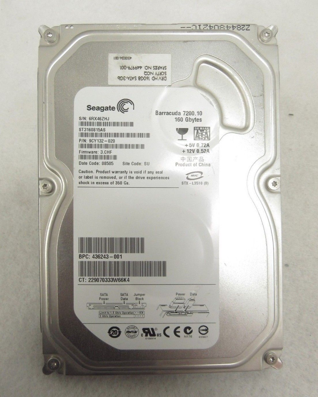 Seagate ST3160815AS Barracuda 7200.10 3.5" 160GB SATA Hard Drive 36-2 - All  Things Surplus