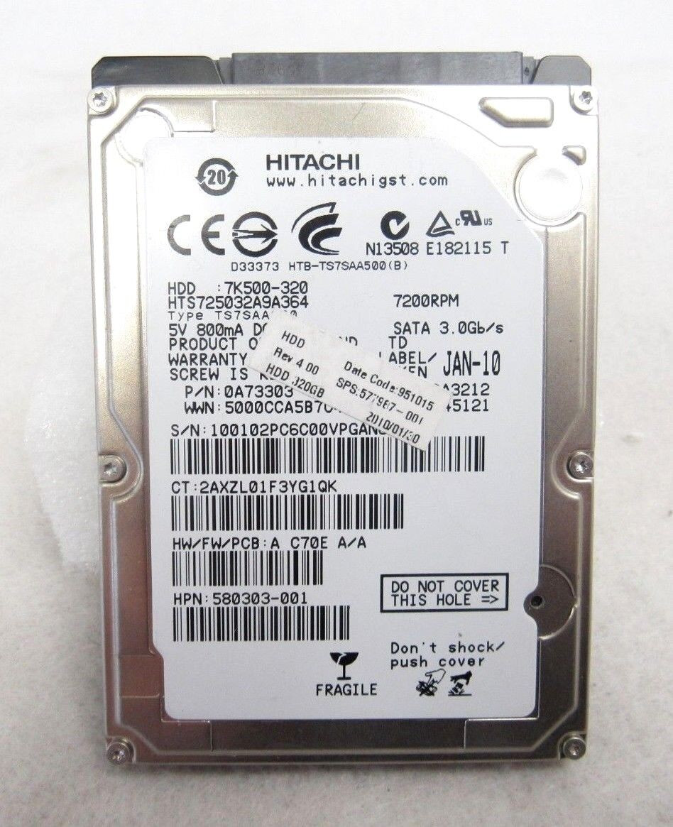 Hitachi HTS725032A9A364 7.2K 320GB 2.5" SATA Hard Drive 24-3 - All Things  Surplus
