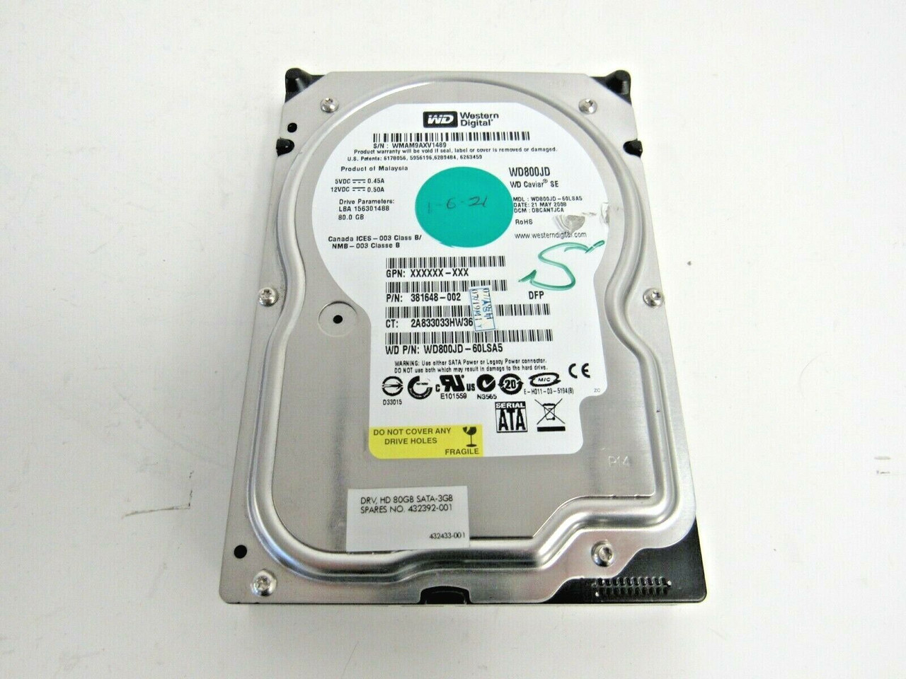 WD Caviar SE wd800jd-60lsa5?80?GB SATAハードドライブ-