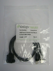 OCP 62-00187-02 USB Dual A Female Panel Mount to Dual USB A Male 2ft 40-5