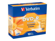 Verbatim 10-Disc Slim Case 4.7GB 16x 120Min Blank Disc DVD-R 95099 26-3