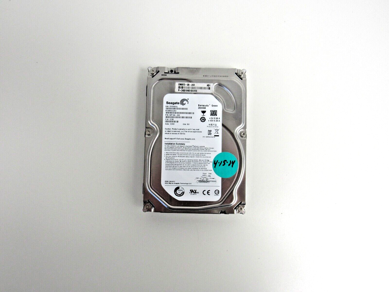 検品済み/使用31時間】Seagate 2TB HDD 3.5インチ ST2000DL003 管理:z-59