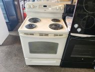 GE ELECTRIC FREE STANDING RANGE COIL BURNERS 2 LARGE 2 SMALL HI-LO BROIL SETTING SELF CLEANING OVEN LARGE VIEWING WINDOW STORAGE DRAWER BISQUE COSMETIC ISSUE ON COOK TOP SEE PIC LOCATED IN OUR PORTLAND OREGON APPLIANCE STORE SKU 18025