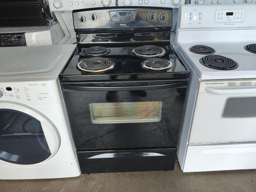 AMANA 30 INCH FREE STANDING ELECTRIC RANGE 4 COIL BURNERS 2 LARGE 2 SMALL SELF CLEANING OVEN LOCATED IN OUR PORTLAND OREGON APPLIANCE STORE