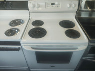 KENMORE BY FRIGIDAIRE  30 INCH FREE STANDING COIL TOP ELECTRIC RANGE 2 LARGE 2 SMALL BURNERS SELF CLAENING OVEN WHITE LOCATED IN OUR PORTLAND OREGON APPLIANCE STORE SKU 18387