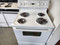 HOTPOINT 30 INCH FREE STANDING ELECTRIC RANGE COIL BURNERS MANUAL CLEAN OVEN COSMETIC ISSUES AROUND OVEN DOOR WINDOW SEE PICS WHITE LOCATED IN OUR PORTLAND OREGON APPLIANCE STORE SKU 18485